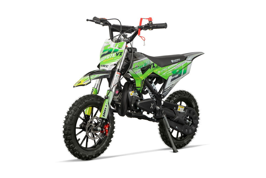 Dirt Bike Nitro 49cc enfants Coyote VX Mini 10 DLX Vert
