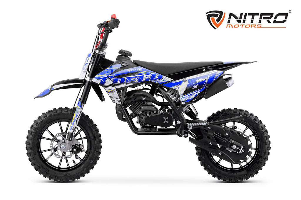 Dirt Bike enfants Nitro 49cc Coelo Pullstart DLX 10 Bleu