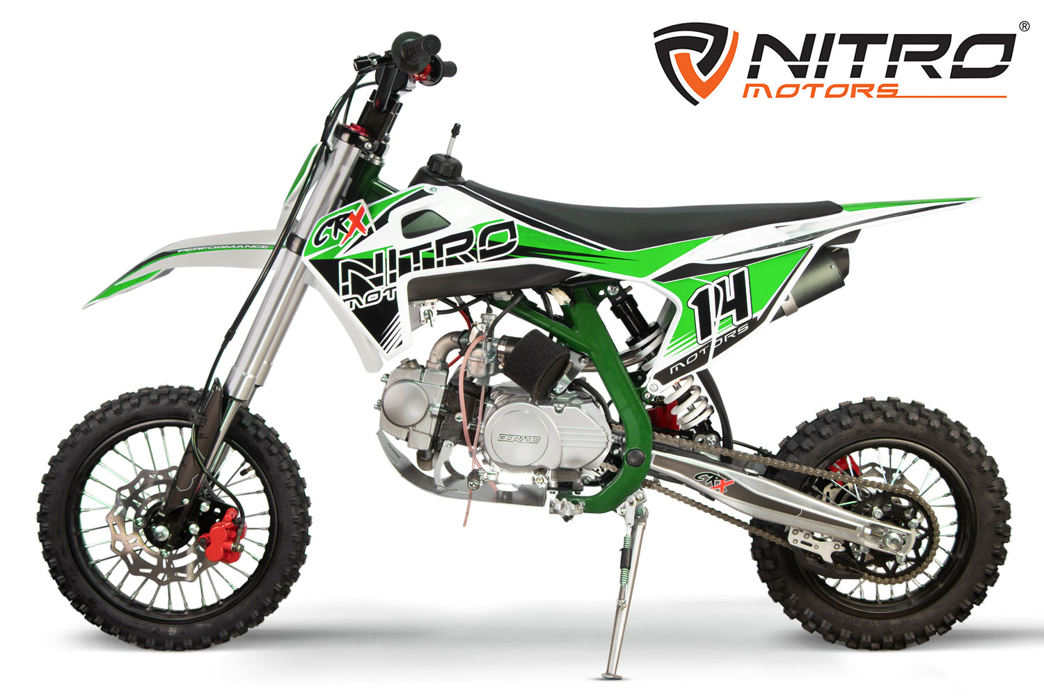 Dirt Bike enfants Nitro 125cc midi CRX Bro 14/12 Vert