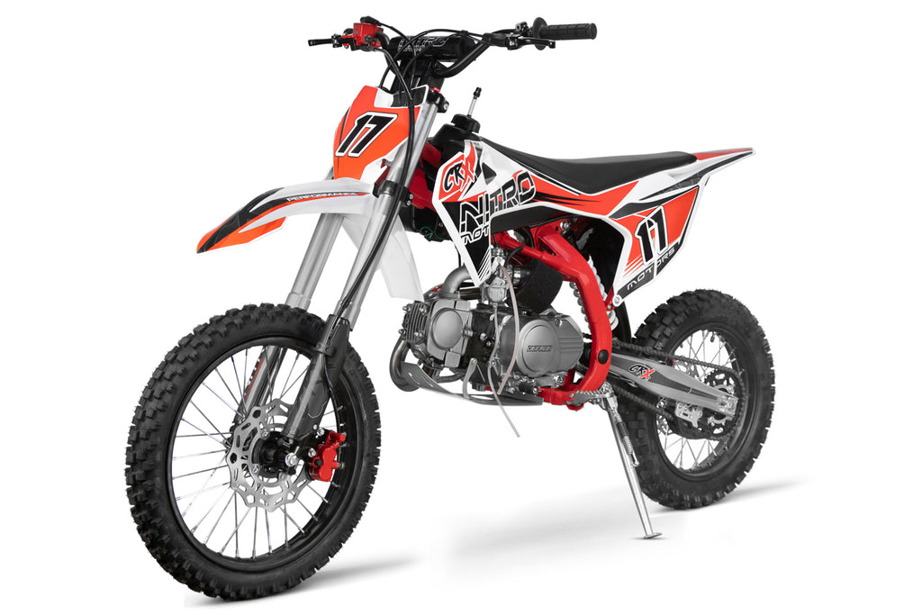 Dirt Bike Nitro CRX Performance 125cc 17/14 pouces Kickstart 4 vitesses manuelle Rouge