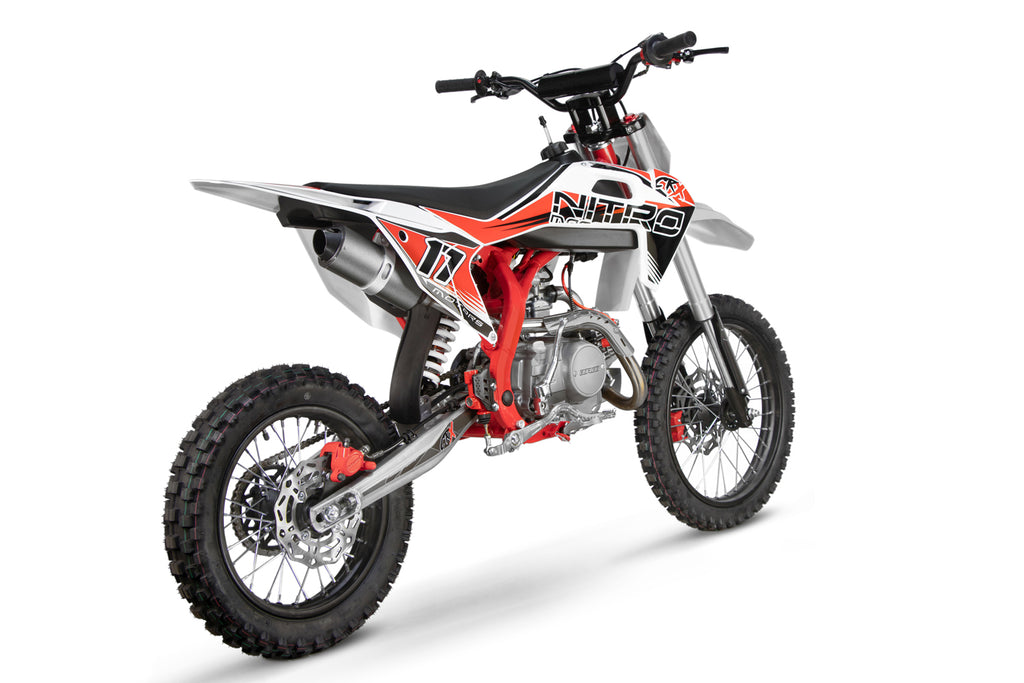 Dirt Bike Nitro CRX Performance 125cc 17/14 pouces Kickstart 4 vitesses manuelle Rouge