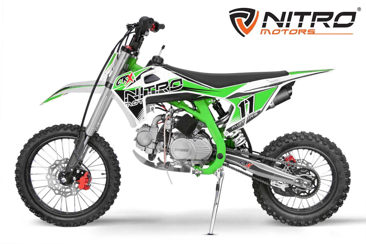 Dirt Bike Nitro CRX Performance 125cc 17/14 pouces Kickstart 4 vitesses manuelle Vert
