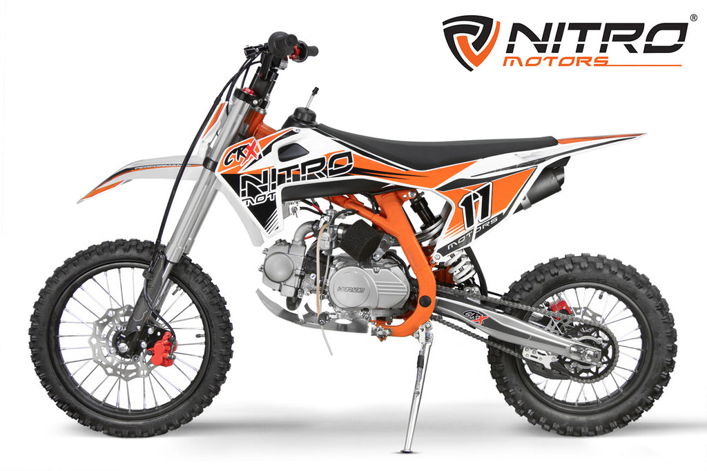 Dirt Bike Nitro CRX Performance 125cc 17/14 pouces Kickstart 4 vitesses manuelle Orange