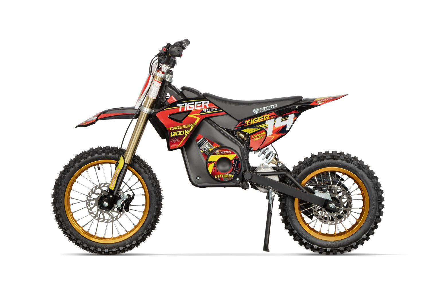 Dirt Bike Tout-terrain électrique Nitro 1300W Tiger Lithium 13Ah 14/12 sans balais DLX Rouge