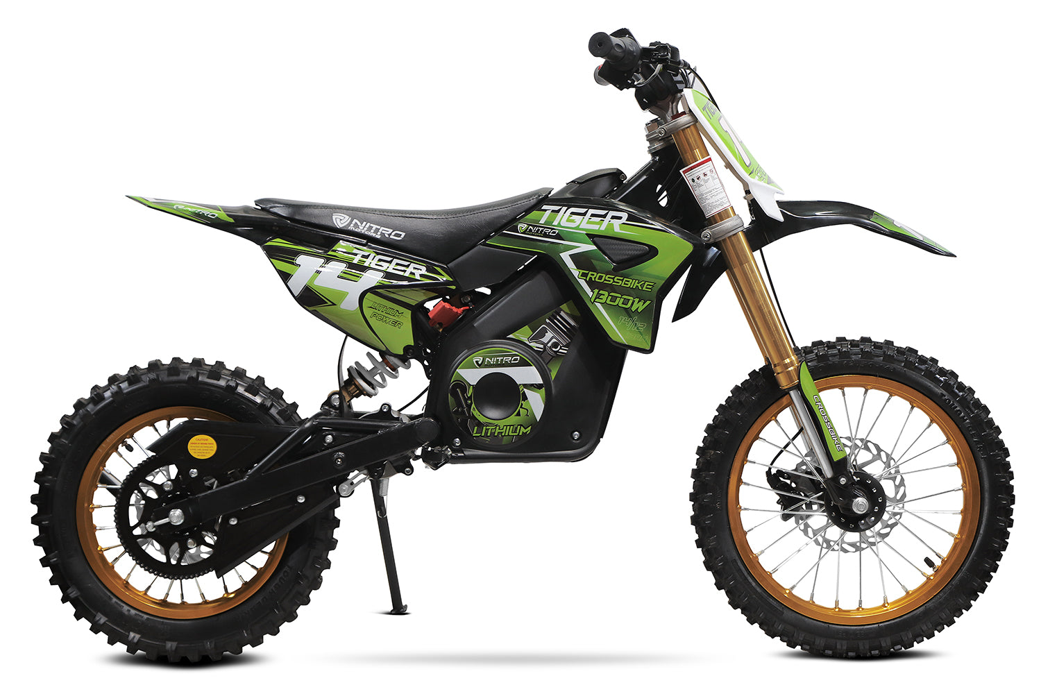 Dirt Bike Cross enfant Nitro 1300W 13Ah Lithium Eco Tiger DLX 14 Vert
