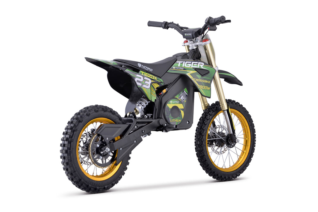 Dirt Bike électrique Nitro tout-terrain 1800W 48V Tiger Lithium 13Ah 14/12 Vert