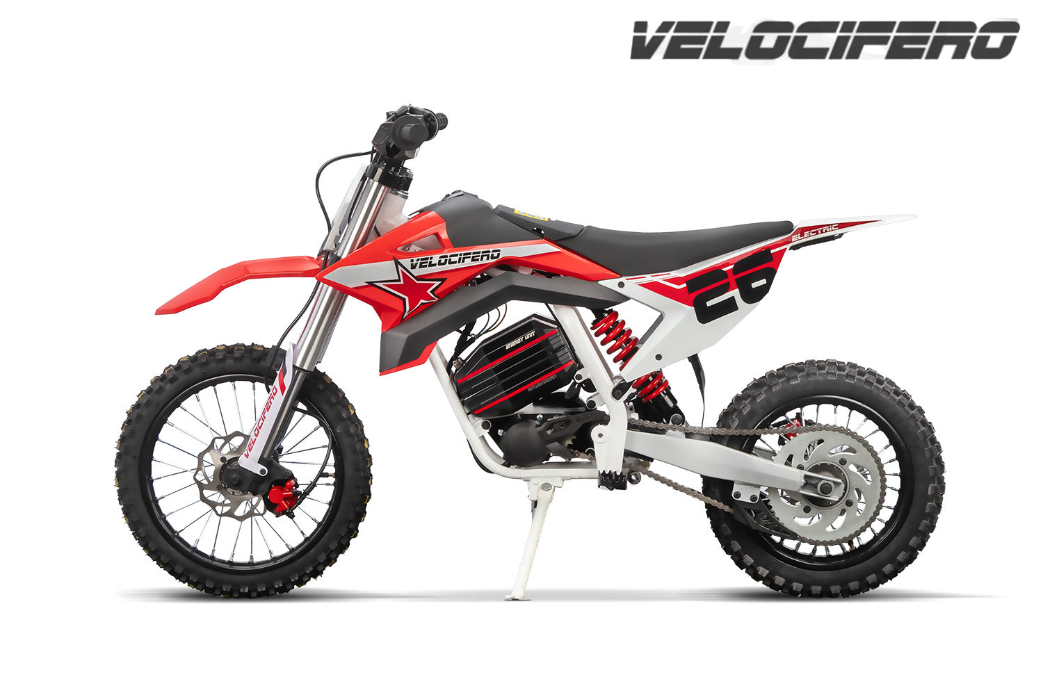 Dirt Bike Tout-terrain Velocifero enduro 14/12 Eco enfants batterie lithium 1000W 60V Rouge