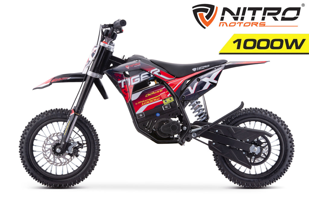 Dirt Bike Cross enfants Nitro 1000W 36V Lithium Eco Tiger VX DLX 12 Rouge