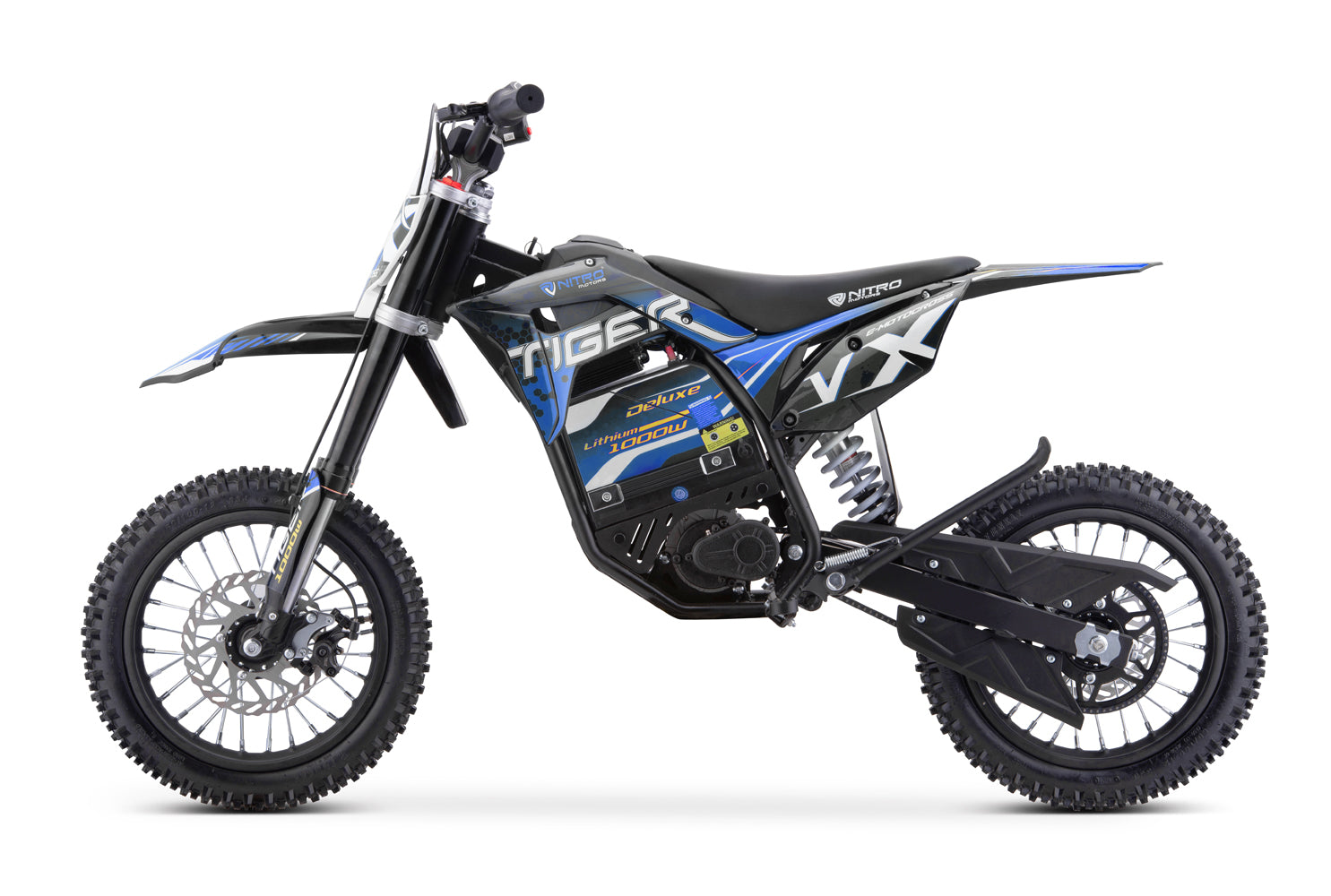 Dirt Bike Cross enfants Nitro 1000W 36V Lithium Eco Tiger VX DLX 12 Bleu