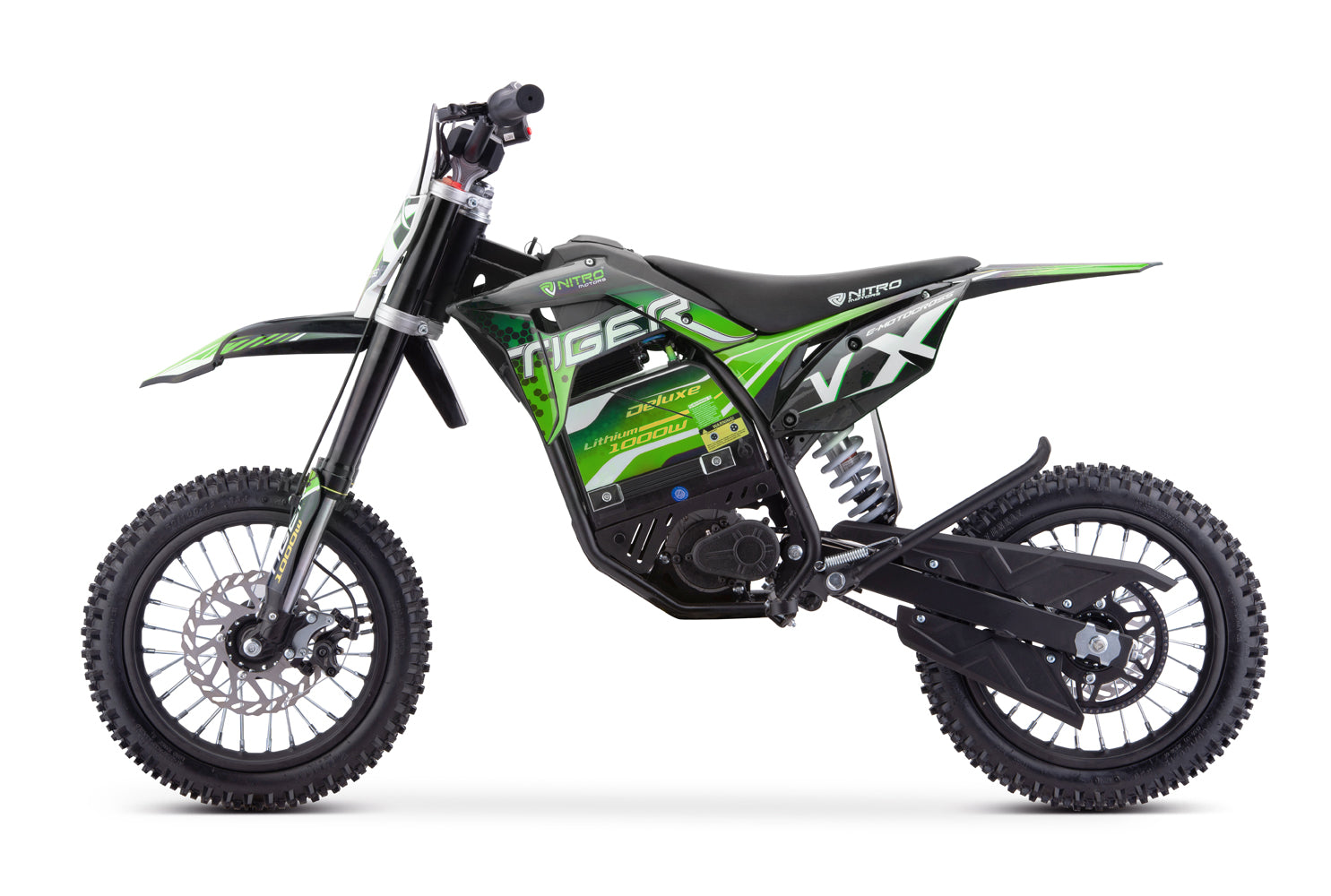 Dirt Bike Cross enfants Nitro 1000W 36V Lithium Eco Tiger VX DLX 12 Vert