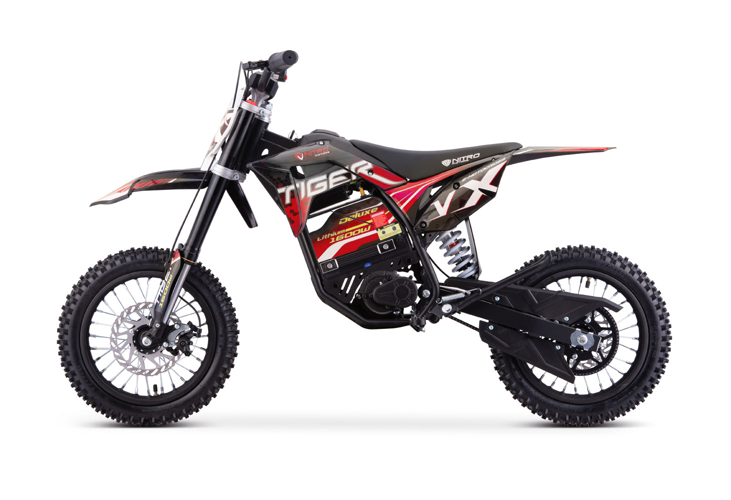Dirt Bike Cross Enfant Nitro 1600W 48V Lithium Eco Tiger VX DLX 12 Rouge